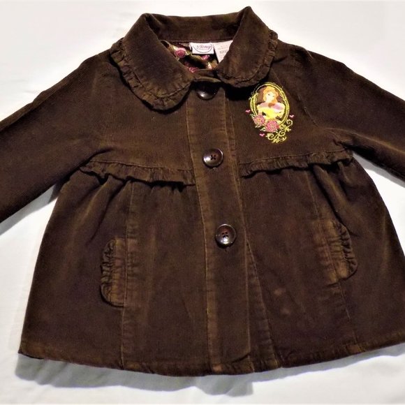 Disney Princess Brown Corduroy Pea Coat 5T - Picture 1 of 4